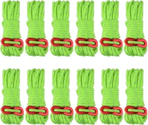 Azarxis Reflective Tent Guide Rope Lightweight Guy Line Cord with Aluminum Adjuster Guyline Tent Cord Tensioner for Camping Hiking Backpacking - Essential Survival Gear 13 Feet