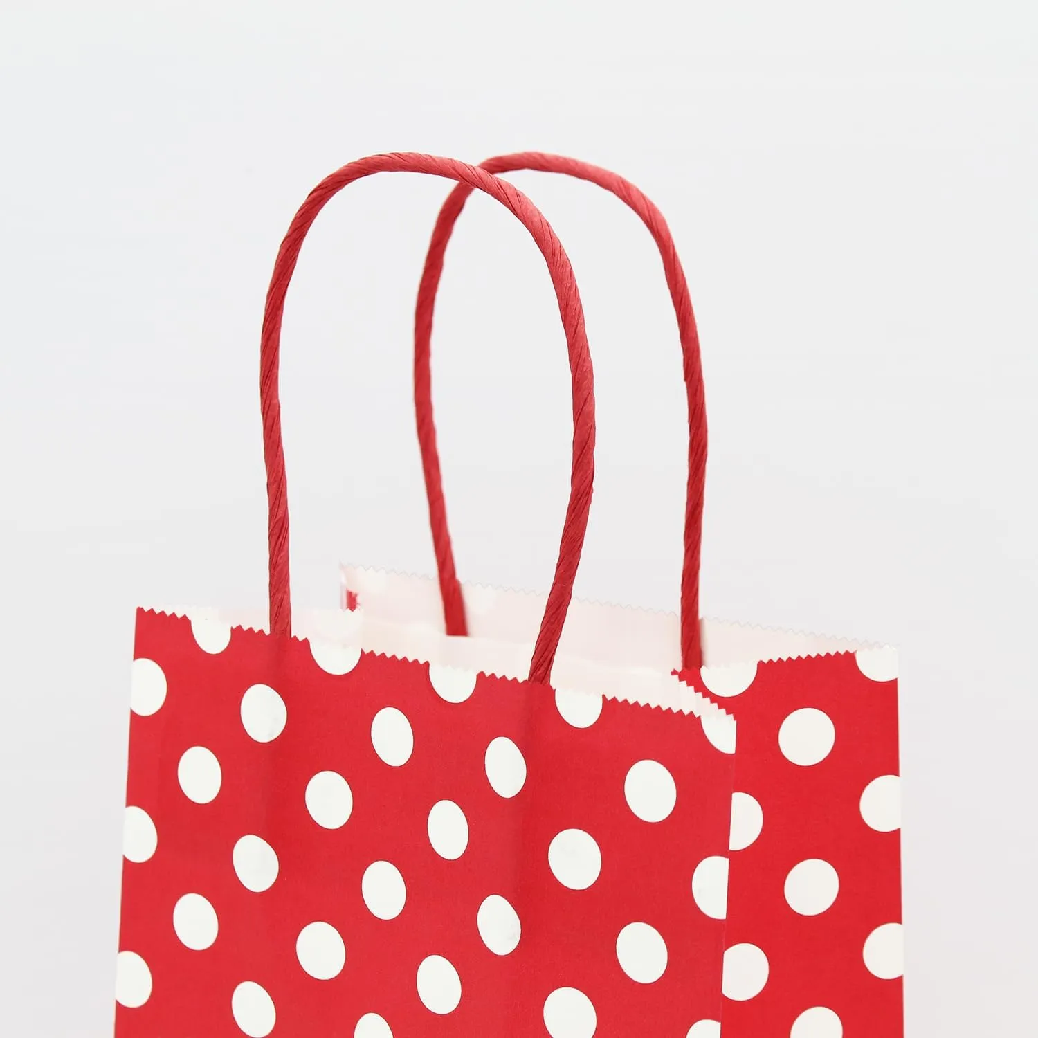 AZOWA Medium Polka Dot Gift Bags Kraft Paper Bags with Handles for Birthday Parties, Baby Shower, and Wedding (9.8 x 7.5 x 3.9 in, Red, 25 Pcs)