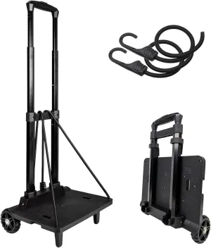 Backpack Cart with Elastic Ropes, Aluminium Alloy Folding Trolley for Luggage, Laptops, Camping Gear, Grocery Bags & More-Lightweight & Portable Hand Truck