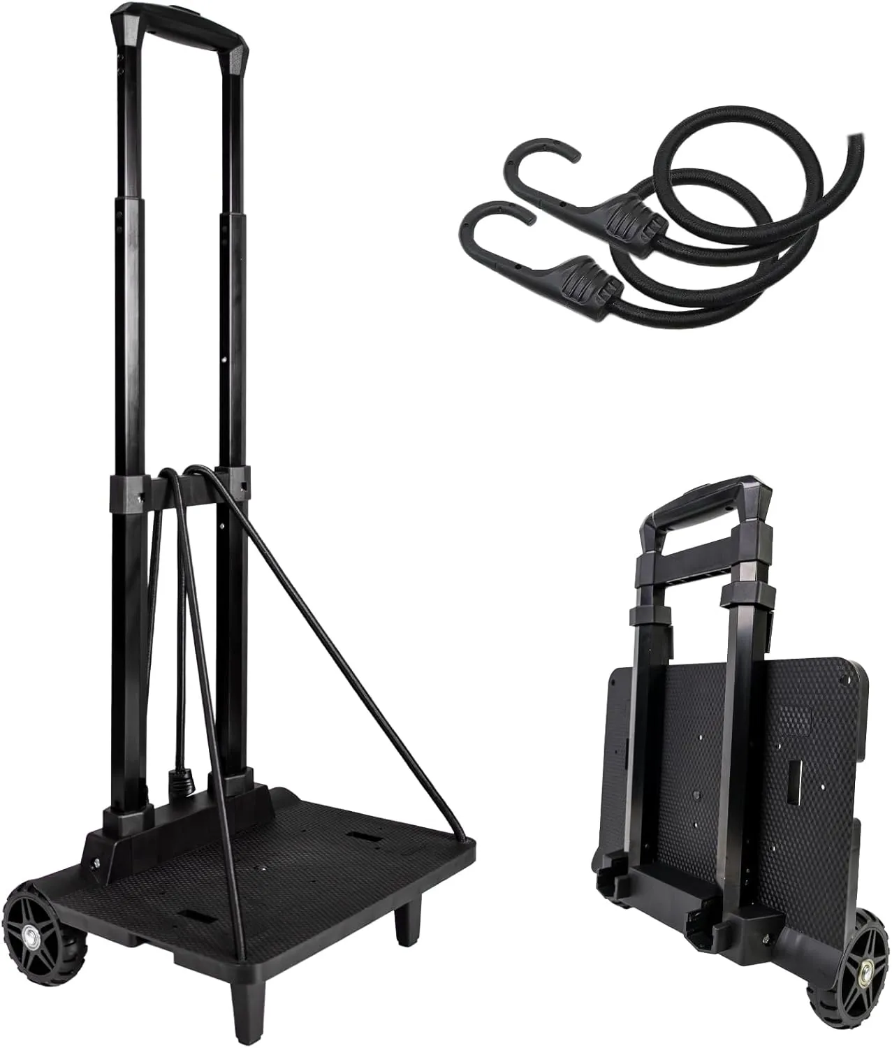 Backpack Cart with Elastic Ropes, Aluminium Alloy Folding Trolley for Luggage, Laptops, Camping Gear, Grocery Bags & More-Lightweight & Portable Hand Truck