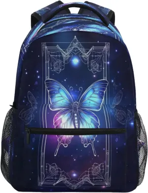Backpack for Men Women Fashion Vintage Daypacks with Chest Strap for College Work Butterfly