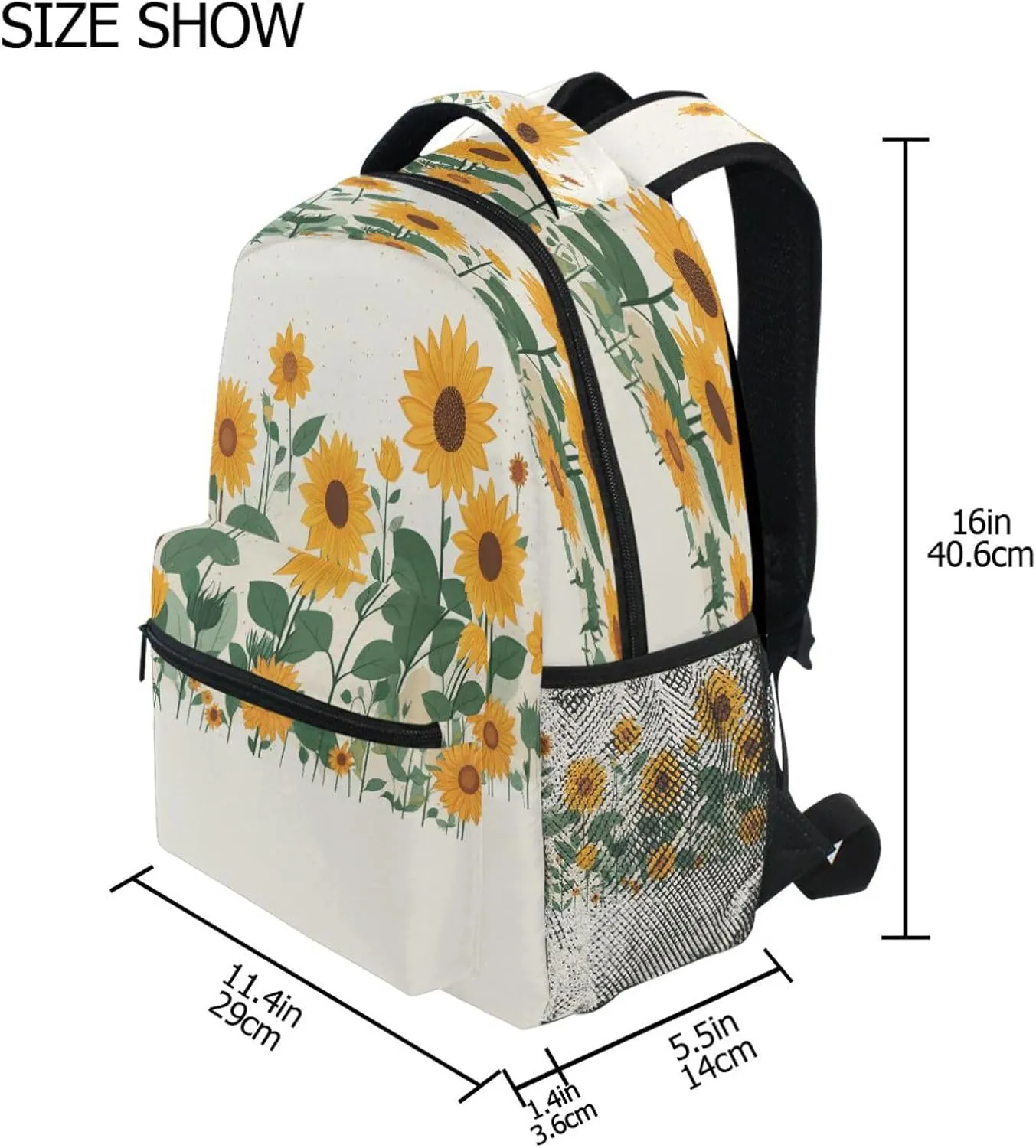 Backpack for Unisex Adult Waterproof Business Work Bag with Chest Strap for Travel Trip Parents' Day Beautiful Sunflower