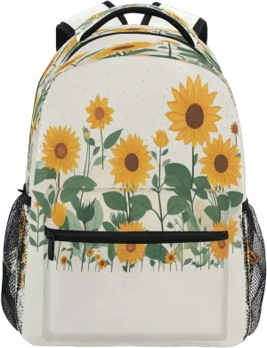 Backpack for Unisex Adult Waterproof Business Work Bag with Chest Strap for Travel Trip Parents' Day Beautiful Sunflower