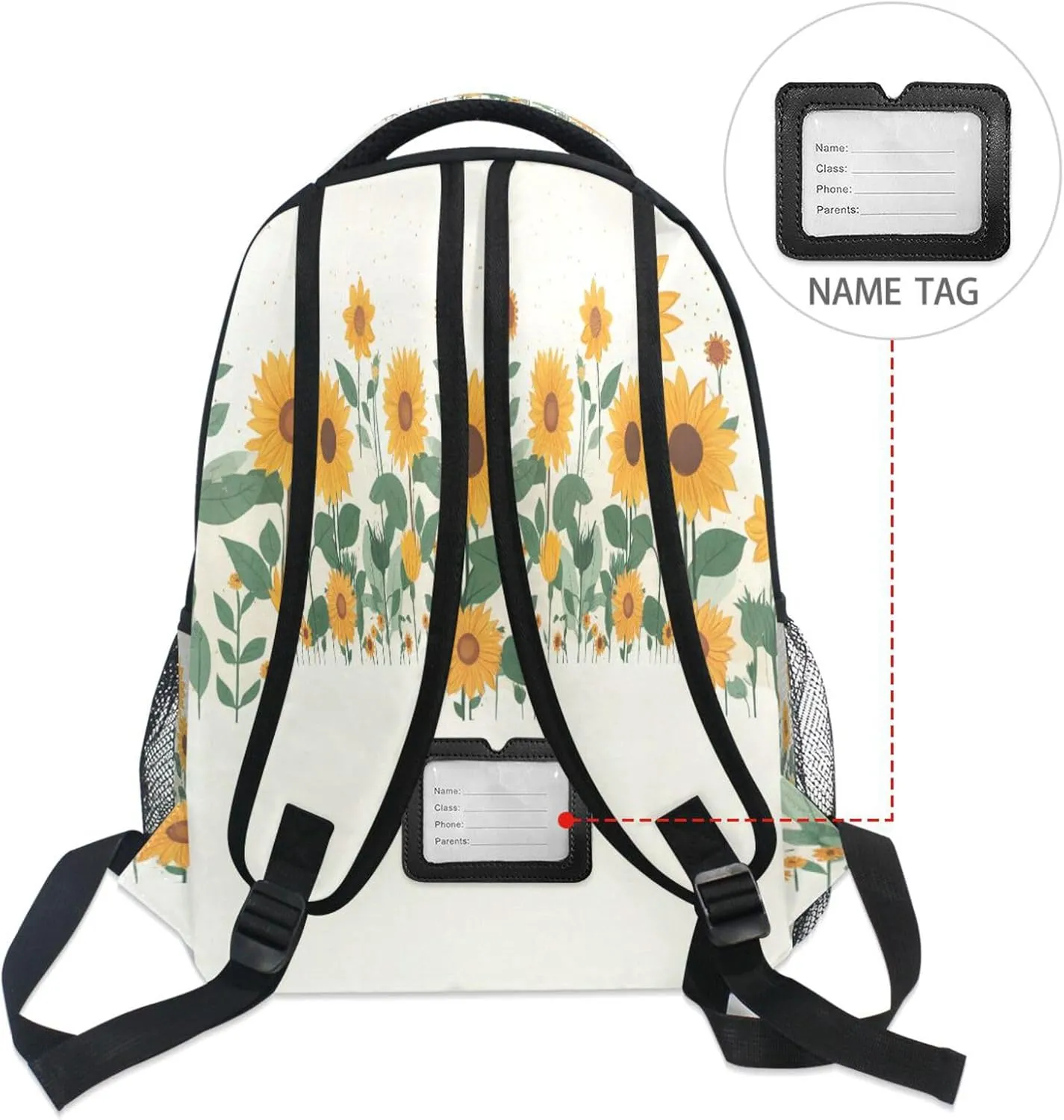 Backpack for Unisex Adult Waterproof Business Work Bag with Chest Strap for Travel Trip Parents' Day Beautiful Sunflower