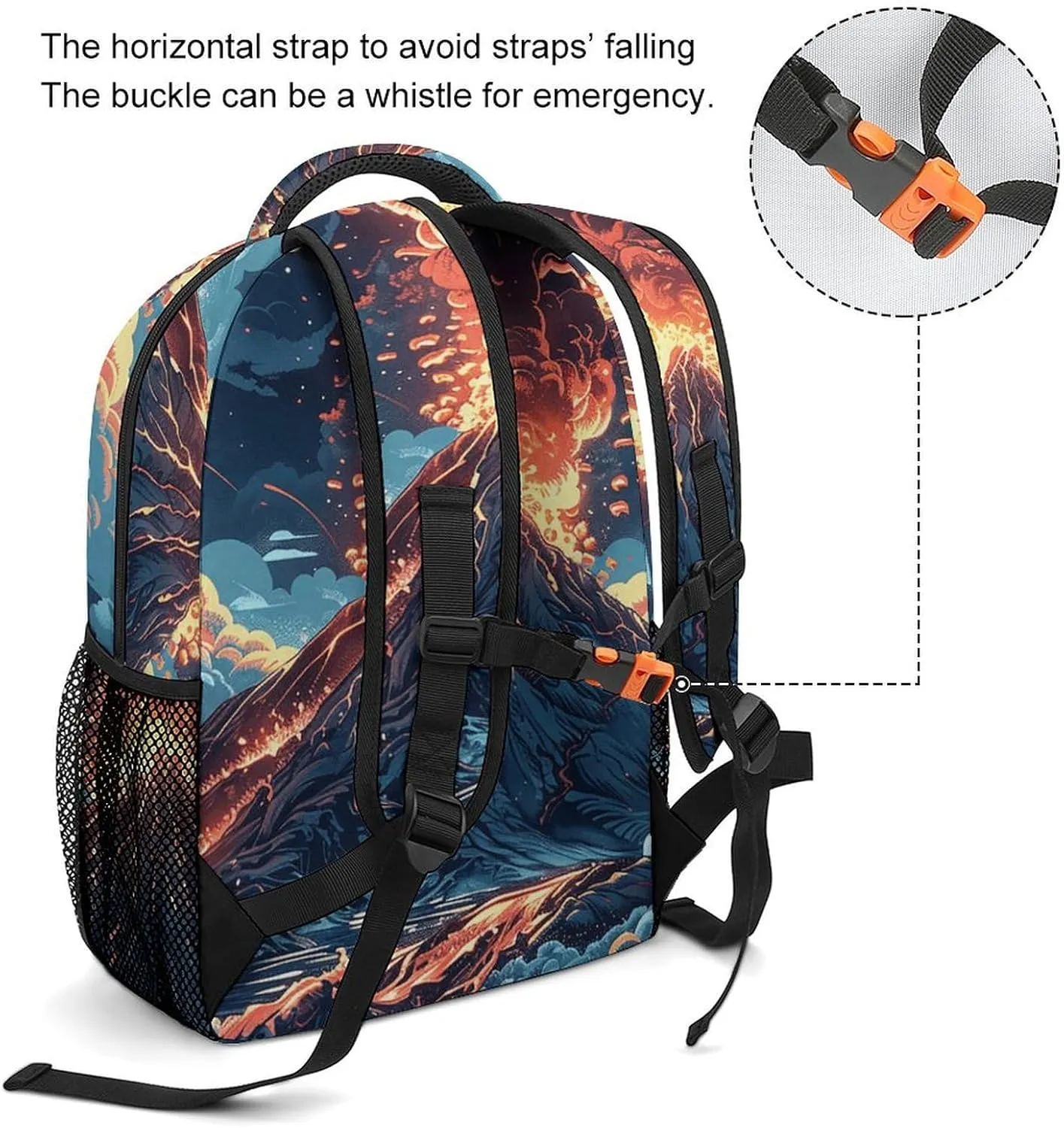 Backpack for Women Men Travel Depicts A Volcano Daypack Lightweight Laptop Bag Carry On Backpacks for Work