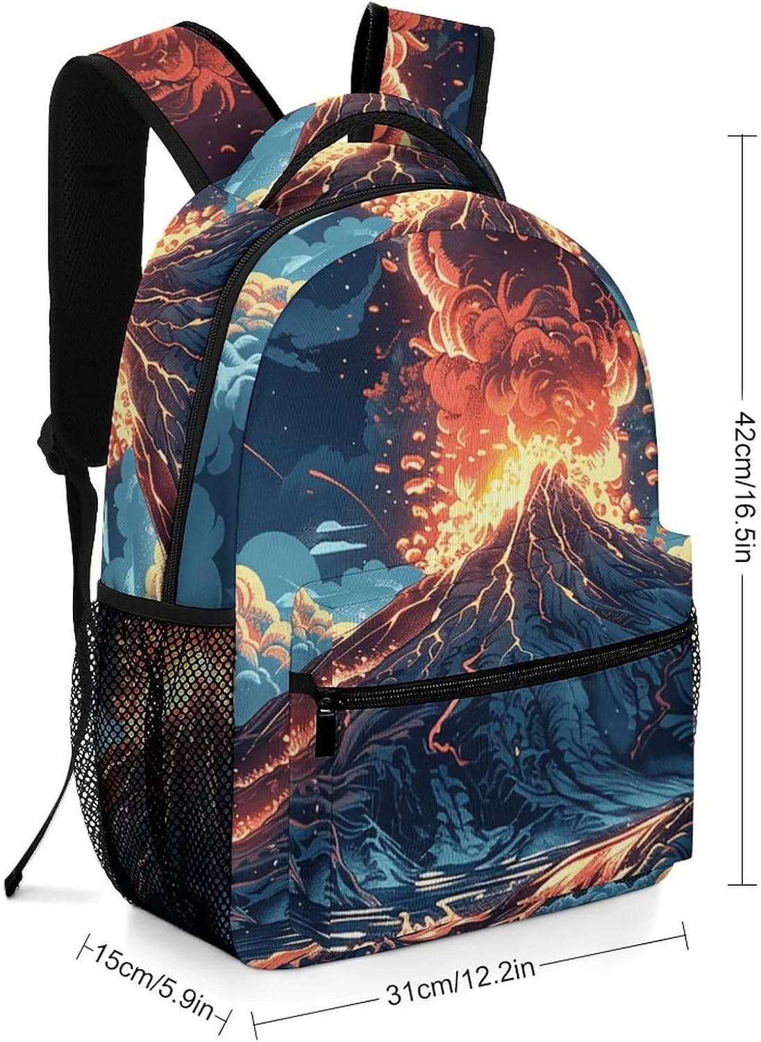 Backpack for Women Men Travel Depicts A Volcano Daypack Lightweight Laptop Bag Carry On Backpacks for Work