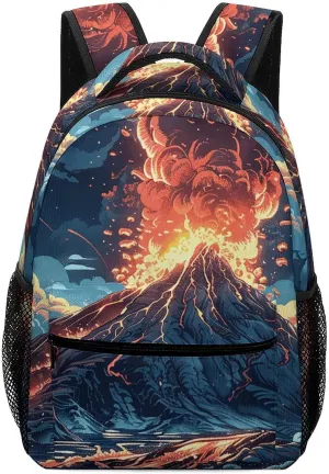 Backpack for Women Men Travel Depicts A Volcano Daypack Lightweight Laptop Bag Carry On Backpacks for Work