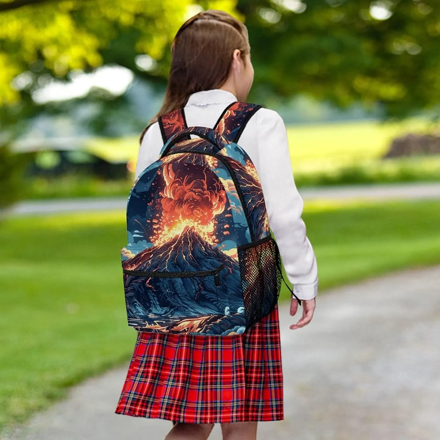 Backpack for Women Men Travel Depicts A Volcano Daypack Lightweight Laptop Bag Carry On Backpacks for Work