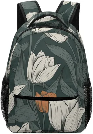 Backpack for Women Men Travel Hand Drawn Flower Pattern Daypack Lightweight Laptop Bag Carry On Backpacks for Work