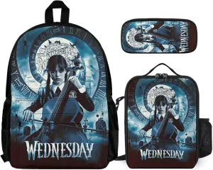 Backpack Insulated Lunch Bag Pencil Case 3 Piece Set For Men Teen Backpack Bag Insulated Lunch Bag Pencil Bag 3 Piece Sets, White