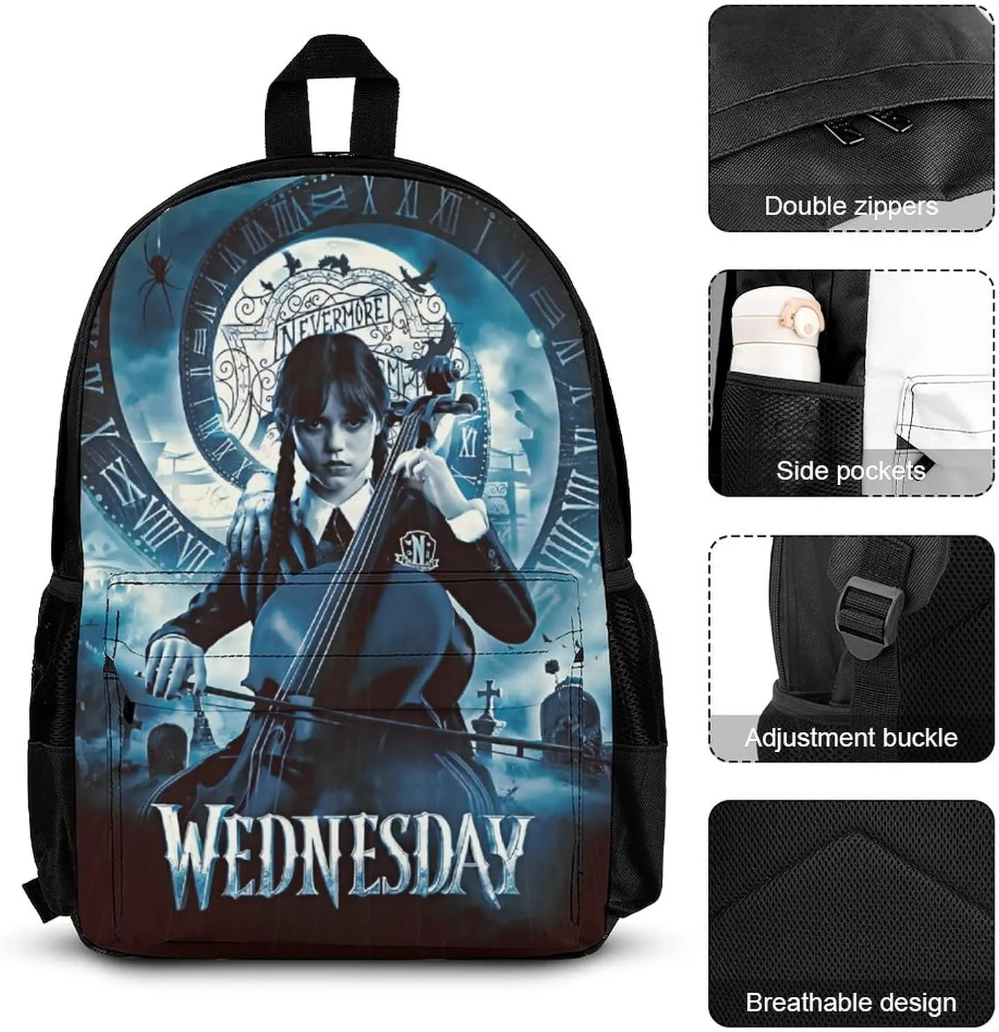 Backpack Insulated Lunch Bag Pencil Case 3 Piece Set For Men Teen Backpack Bag Insulated Lunch Bag Pencil Bag 3 Piece Sets, White
