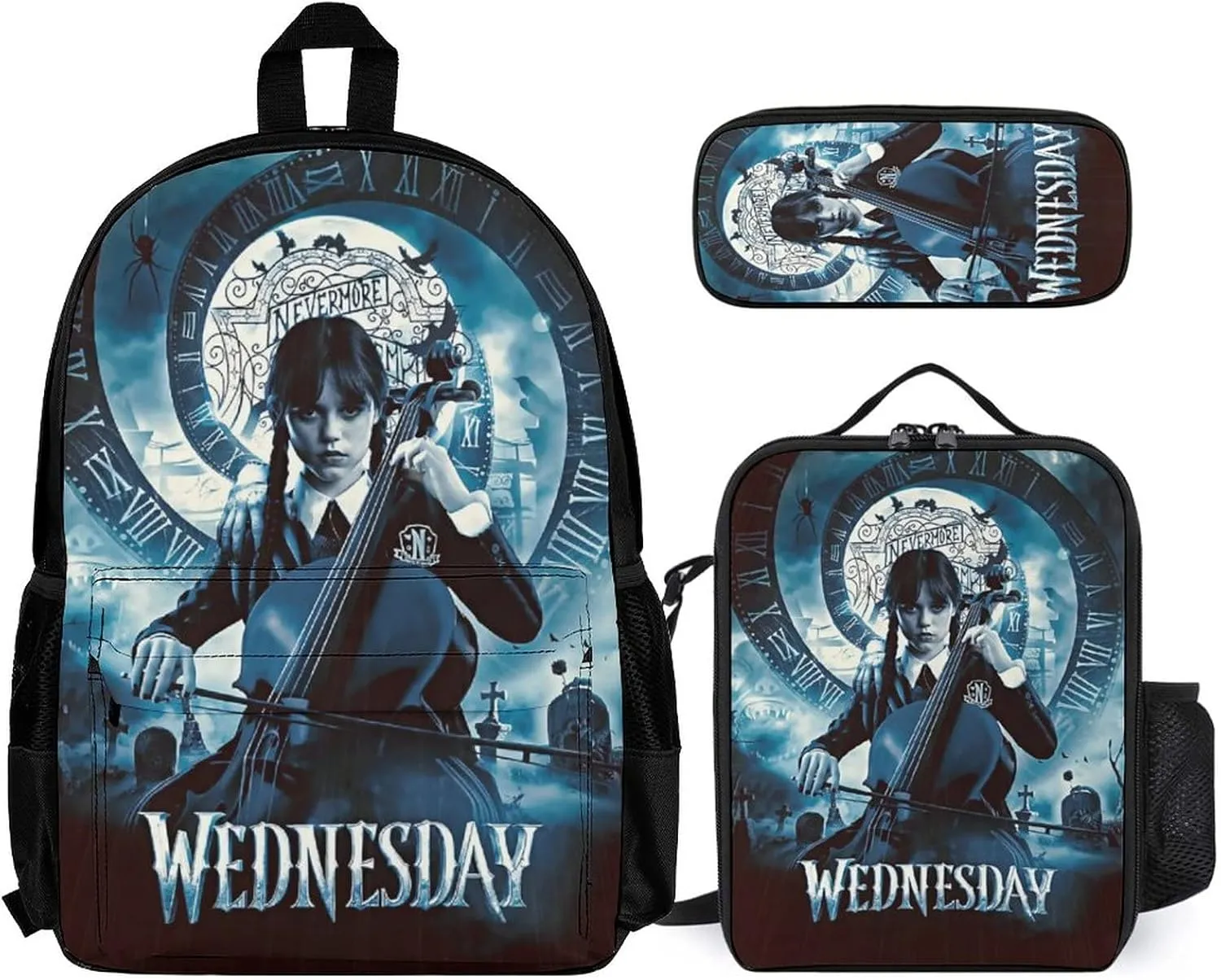 Backpack Insulated Lunch Bag Pencil Case 3 Piece Set For Men Teen Backpack Bag Insulated Lunch Bag Pencil Bag 3 Piece Sets, White