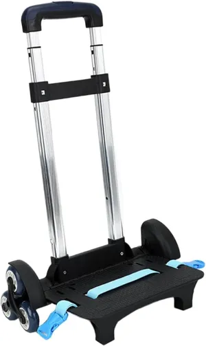 Backpack Trolley Backpack Hand Truck Aluminum Alloy Telescopic Rod Wheeled Hand Trolley Luggage Cart for Camping Travel, 6 Wheels Blue