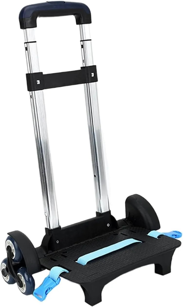 Backpack Trolley Backpack Hand Truck Aluminum Alloy Telescopic Rod Wheeled Hand Trolley Luggage Cart for Camping Travel, 6 Wheels Blue