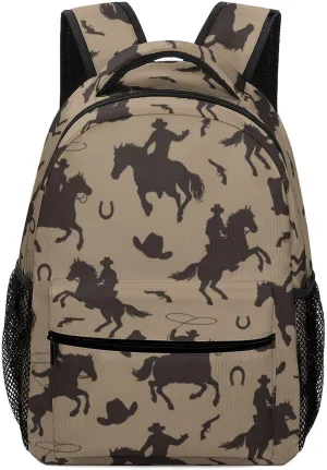 Backpack with Chest Strap Wild West Horse Silhouettes Lightweight Casual Daypack Vintage Travel Computer Notebooks Bag for Men Women
