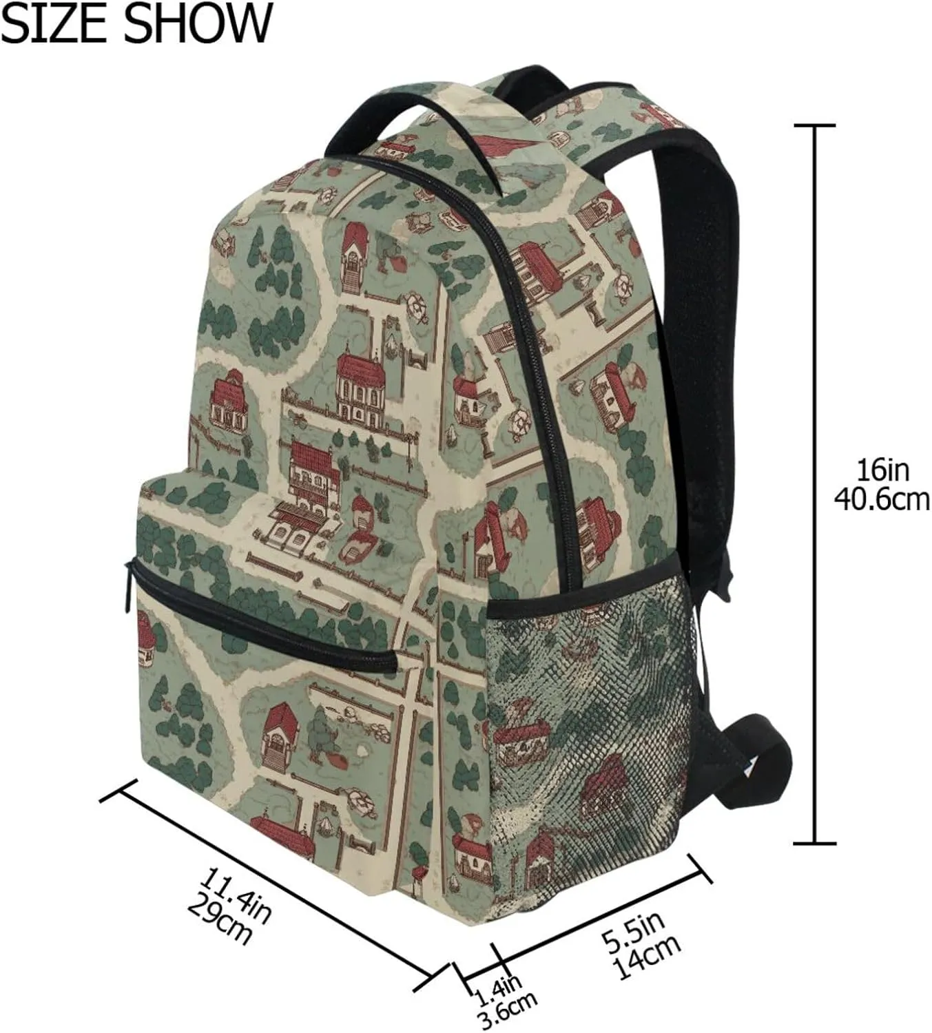 Backpacks for Teacher Nurse Waterproof School Book Bag with Chest Strap Gift Men & Women Vintage Game Map