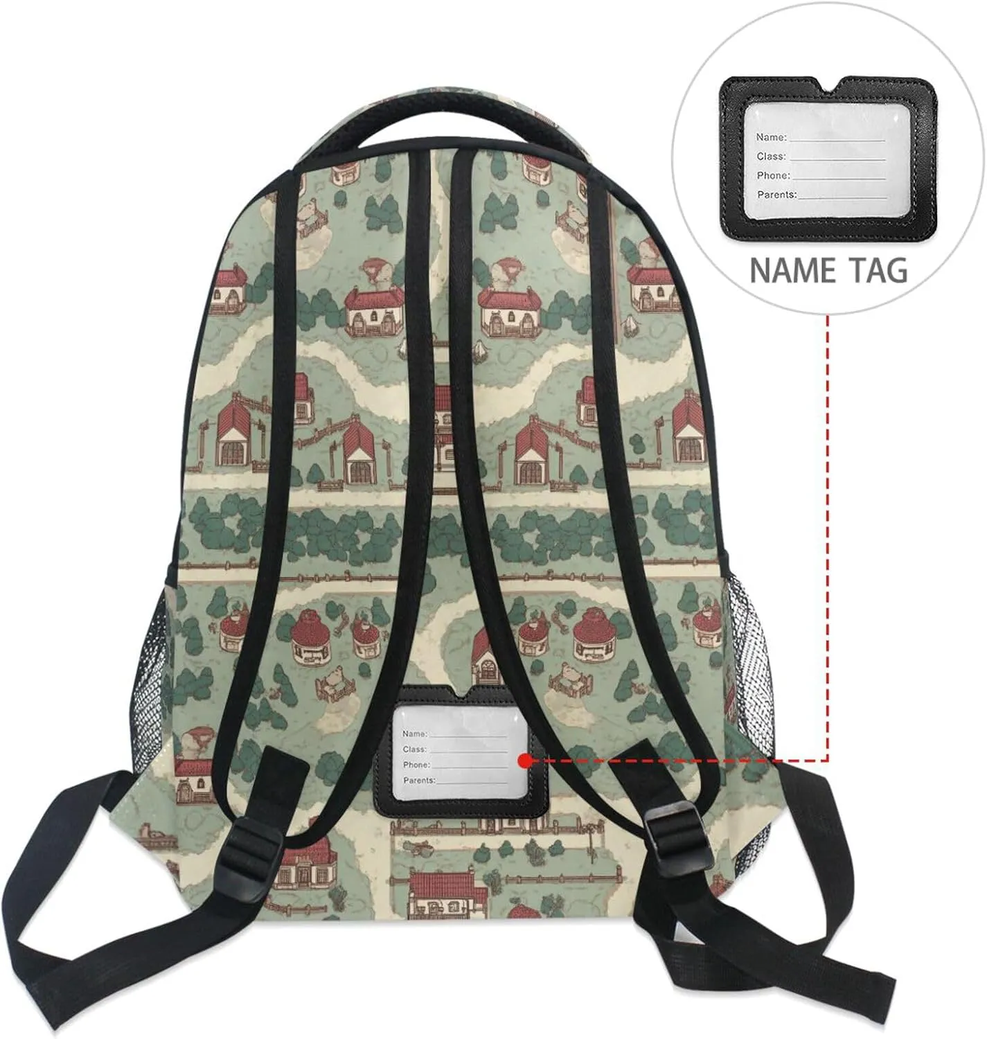 Backpacks for Teacher Nurse Waterproof School Book Bag with Chest Strap Gift Men & Women Vintage Game Map