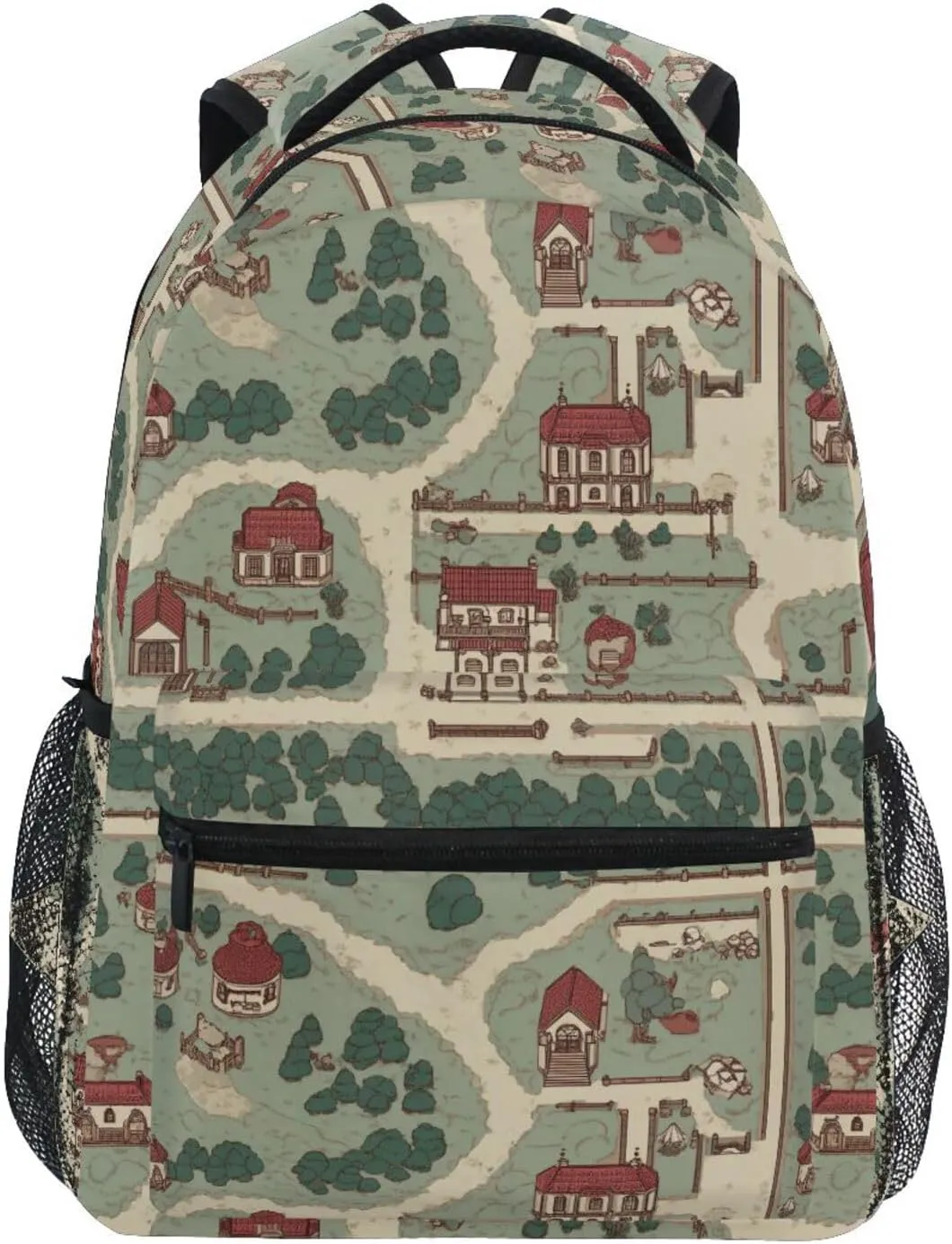 Backpacks for Teacher Nurse Waterproof School Book Bag with Chest Strap Gift Men & Women Vintage Game Map