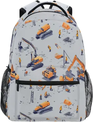 Backpacks for Teenager Fashion Stylish Travel Bags with Chest Strap for Travel Trip Construction Scene Build Tall Buildings Bulldozer
