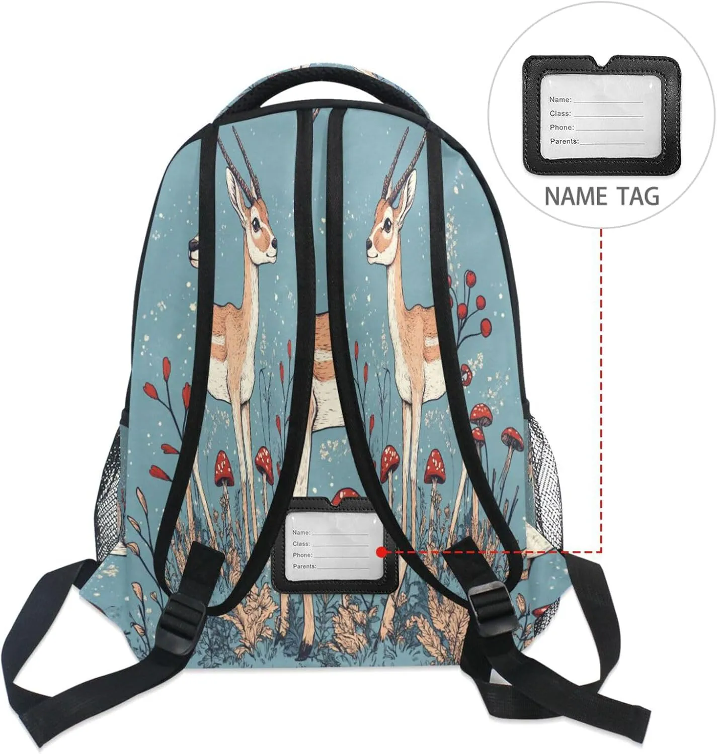 Backpacks for Teens Boys Girls Waterproof Travel Laptop Backpack with Chest Strap for College Work Art Antelope Blue