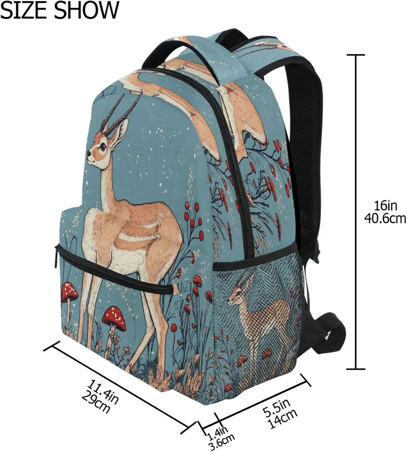 Backpacks for Teens Boys Girls Waterproof Travel Laptop Backpack with Chest Strap for College Work Art Antelope Blue