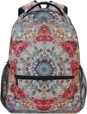Backpacks for Unisex Adult Waterproof School Book Bag with Chest Strap for Travel Trip Bohemian Pattern Boho Vintage Mandala