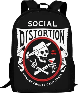 Backpacks Social Rock Distortion Band Double Shoulder Bag 15 Inchs Laptop Backpack for Camping Travle Work Hiking Women Men Gifts