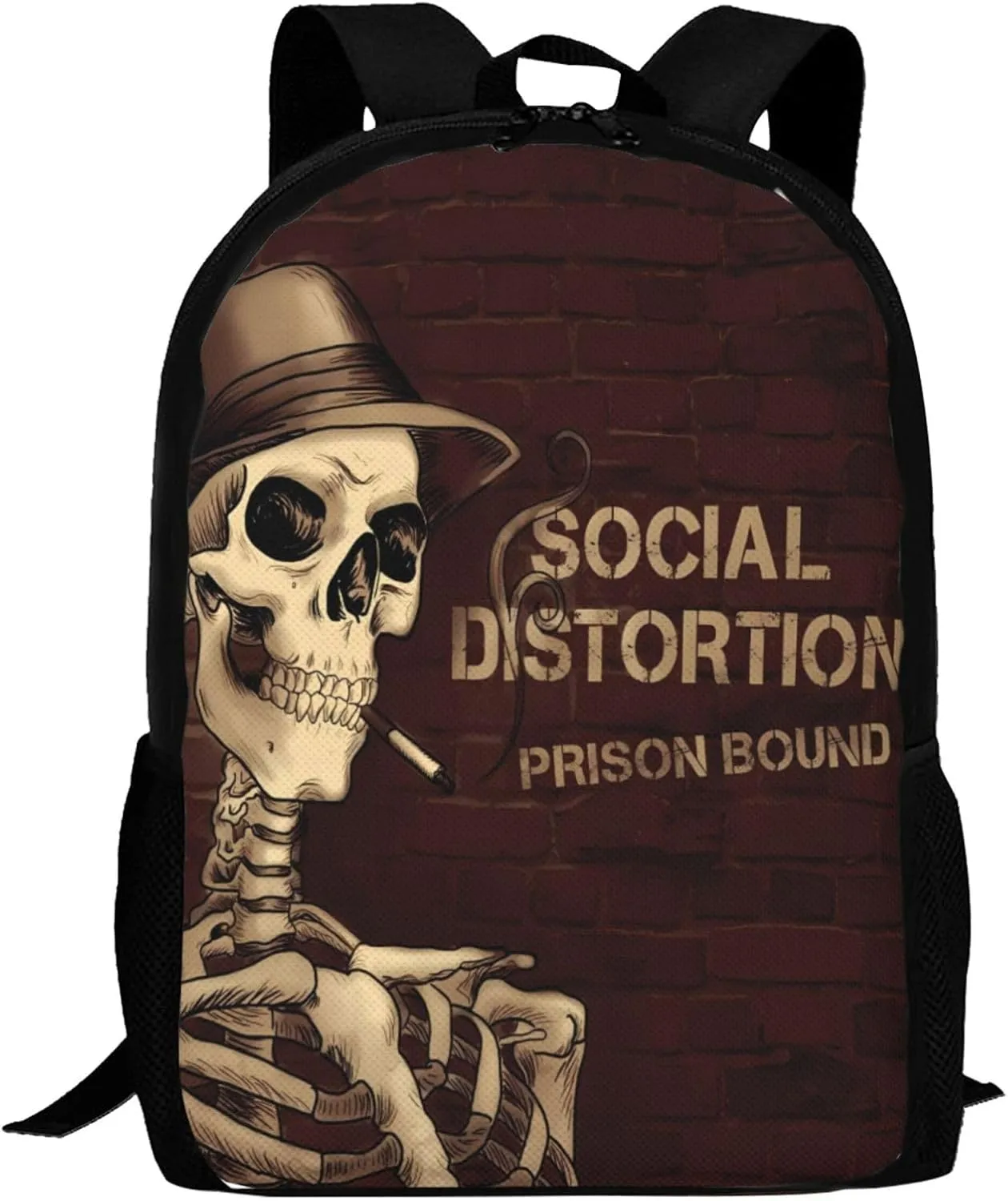 Backpacks Social Rock Distortion Band Double Shoulder Bag 15 Inchs Laptop Backpack for Camping Travle Work Hiking Women Men Gifts