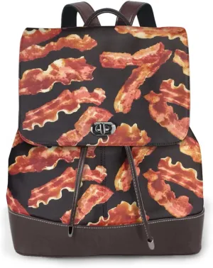 Bacon printing Backpack Purse for Women Men Large Womens Backpack Leather Travel Casual Daypack Fashion Backpack Purse Designer Ladies Shoulder Bags