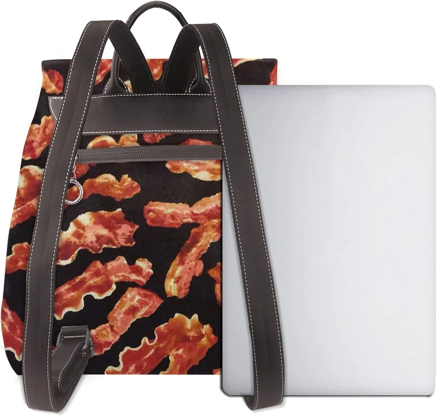Bacon printing Backpack Purse for Women Men Large Womens Backpack Leather Travel Casual Daypack Fashion Backpack Purse Designer Ladies Shoulder Bags