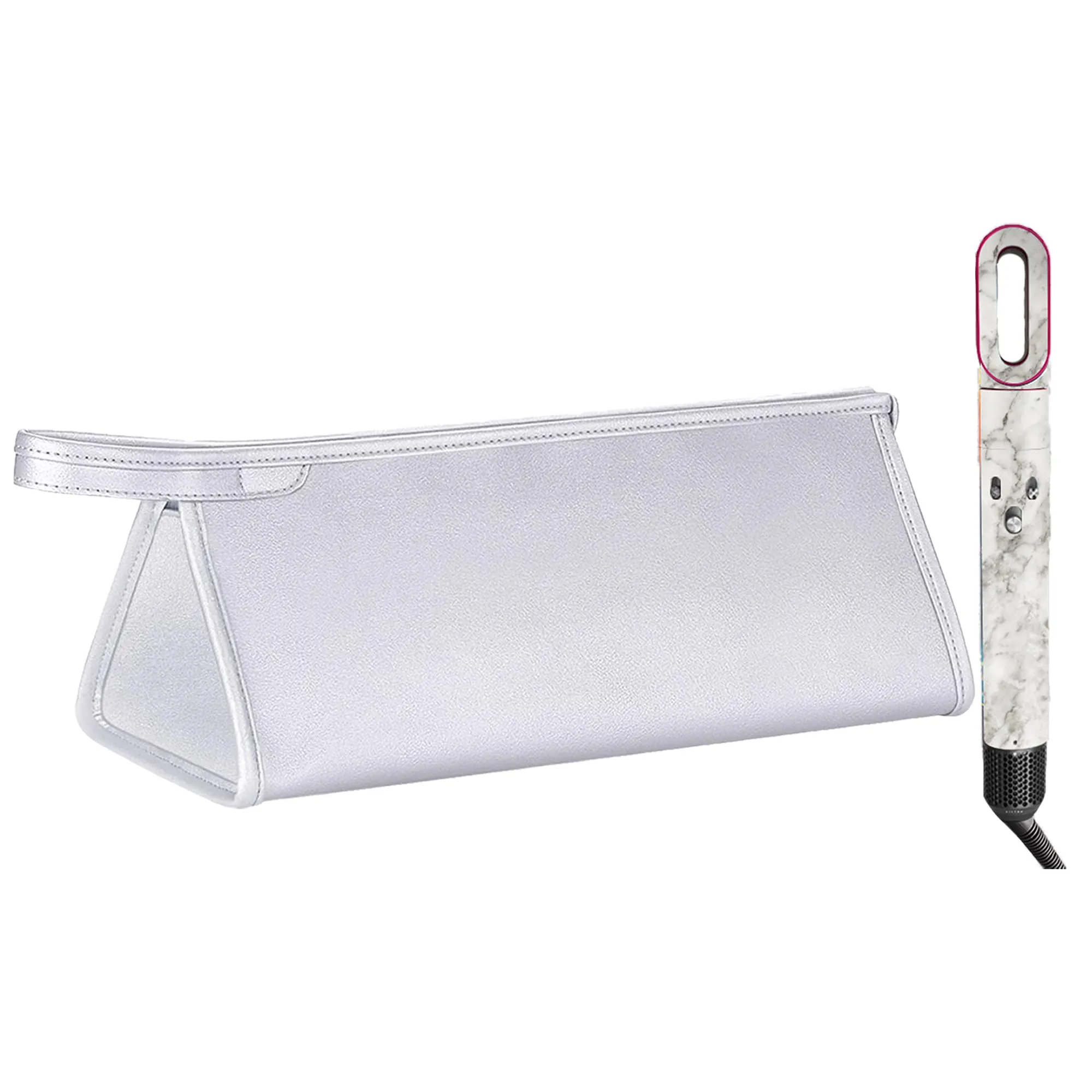 BAGCRAZY Pu Leather Travel Case Compatible with Dyson Airwrap Styler, Portable Waterproof Dyson Airwrap Organizer Bag for Shark FlexStyle Attachments Storage, Grey