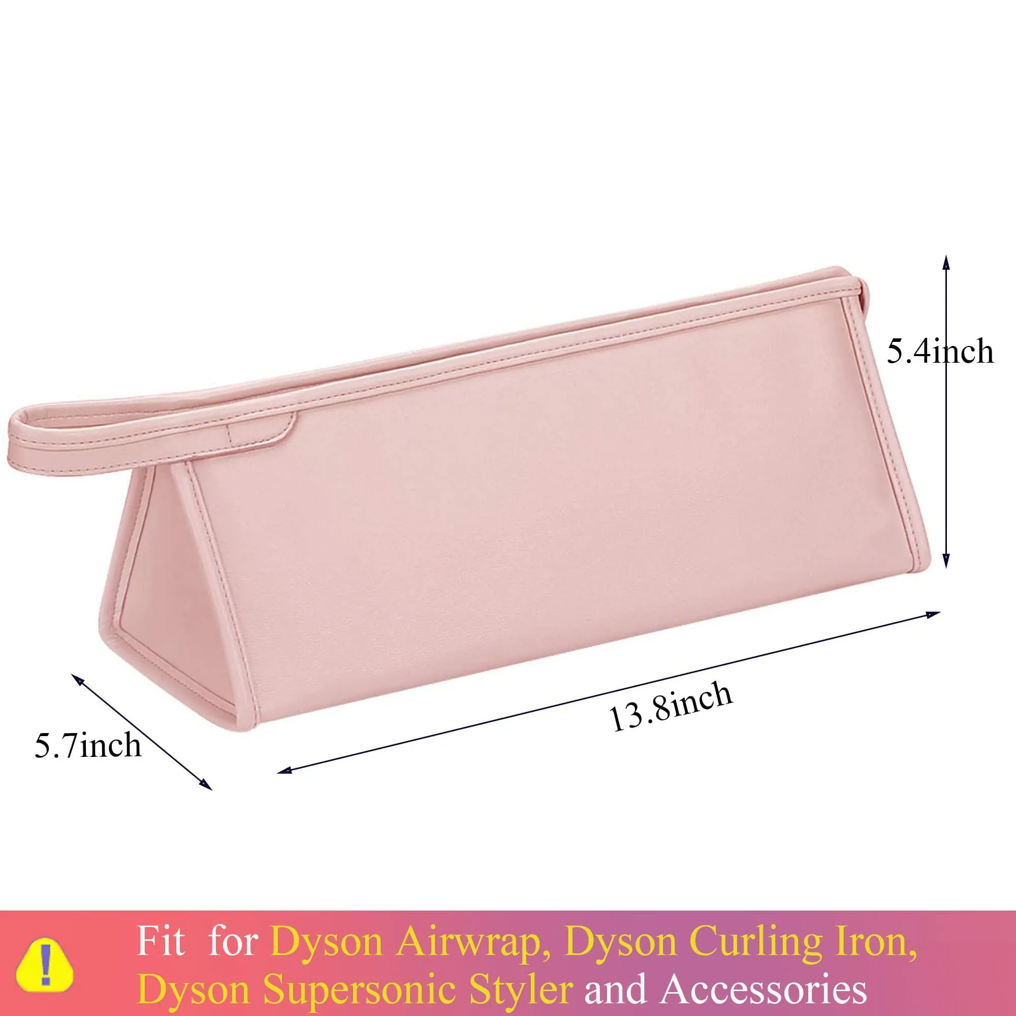 BAGCRAZY Pu Leather Travel Case Compatible with Dyson Airwrap Styler, Portable Waterproof Organizer Bag for Shark FlexStyle Attachments Storage, Pink