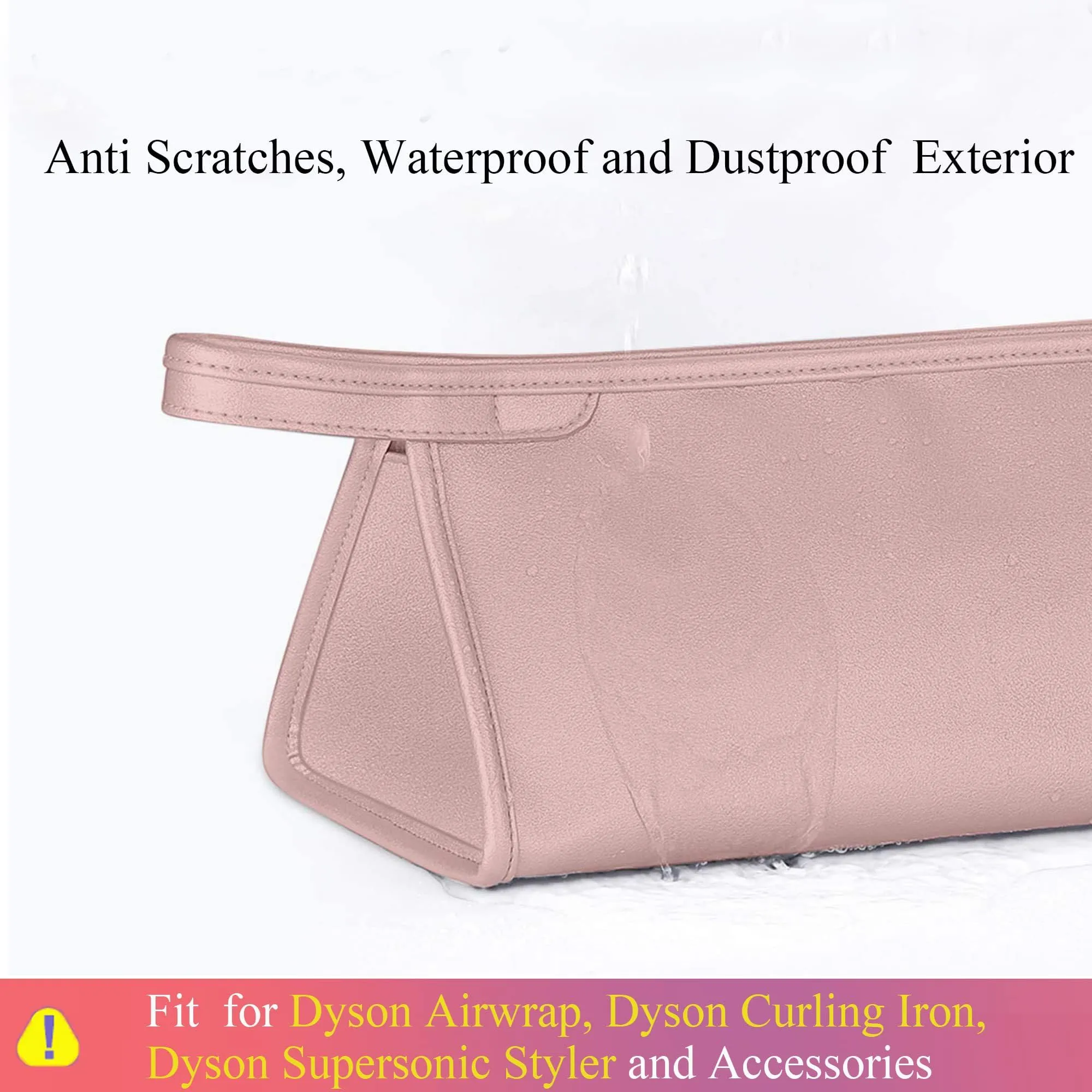 BAGCRAZY Pu Leather Travel Case Compatible with Dyson Airwrap Styler, Portable Waterproof Organizer Bag for Shark FlexStyle Attachments Storage, Pink