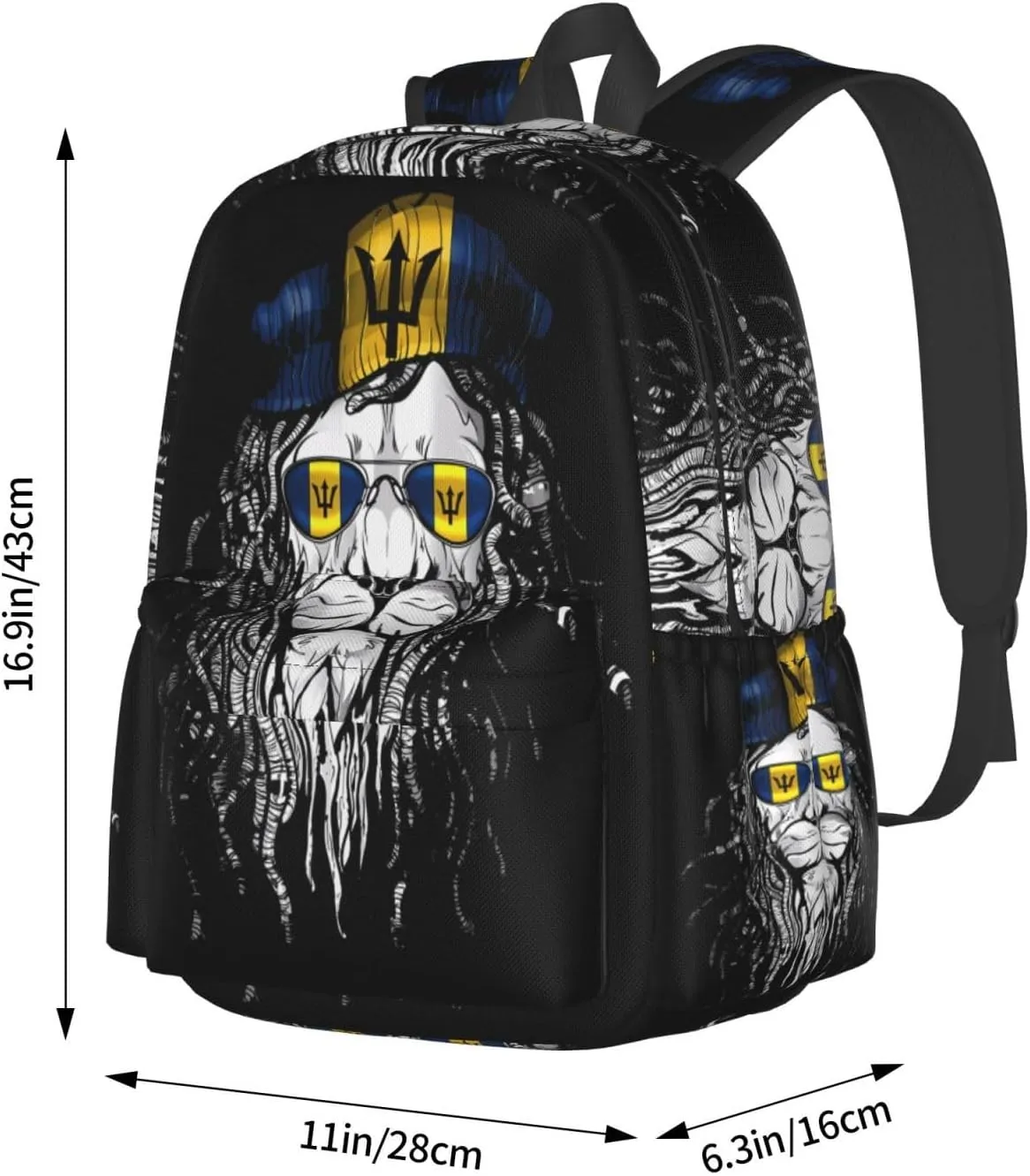 Barbados Lion Flag Laptop Backpack Work Travel Backpacks Business Rucksack Casual Outdoor Daypack with Adjustable Strap Bags for Sports Office Gym Hiking