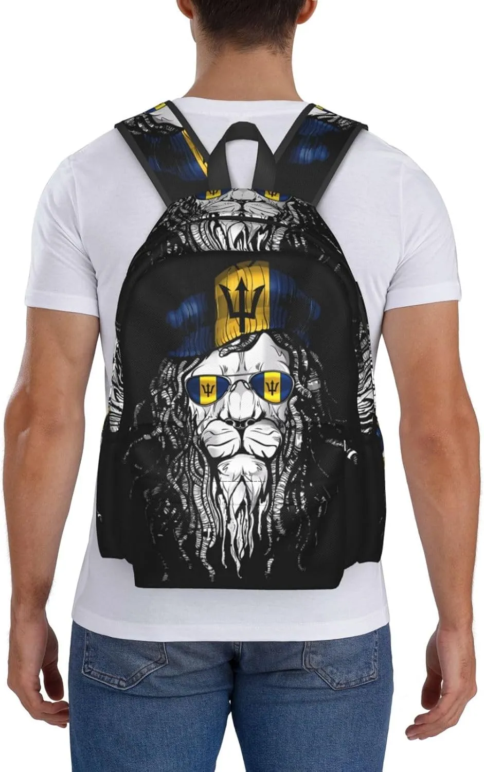 Barbados Lion Flag Laptop Backpack Work Travel Backpacks Business Rucksack Casual Outdoor Daypack with Adjustable Strap Bags for Sports Office Gym Hiking