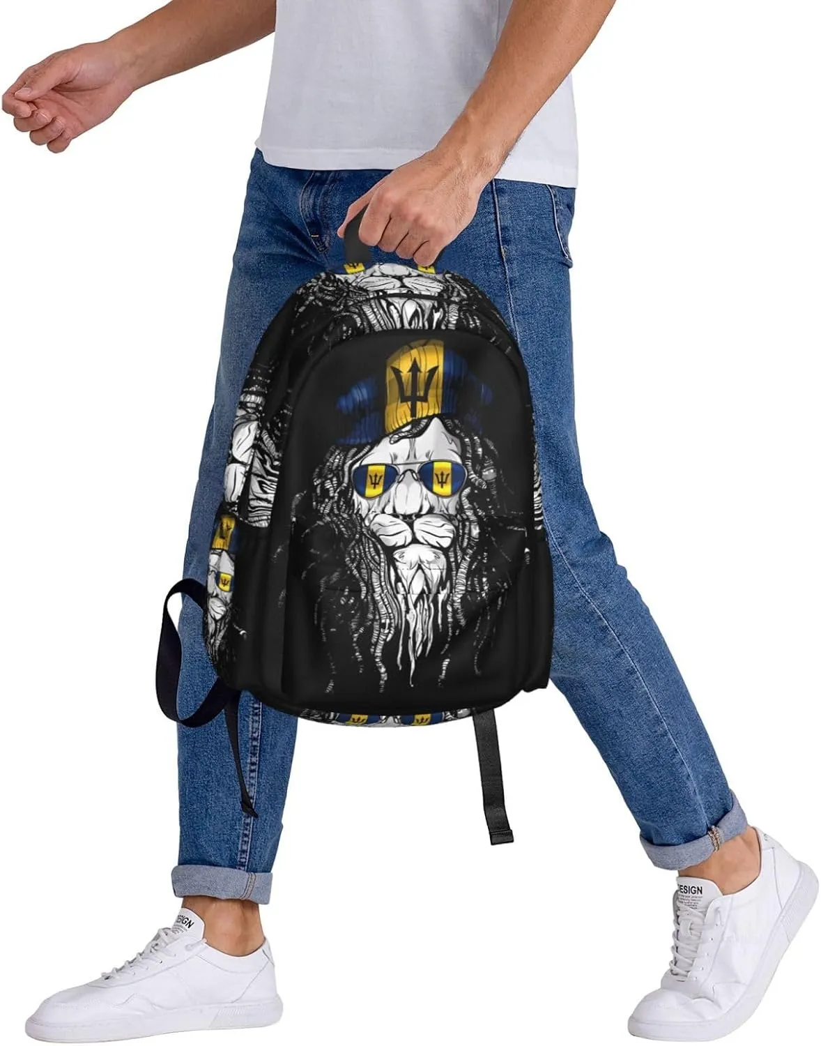 Barbados Lion Flag Laptop Backpack Work Travel Backpacks Business Rucksack Casual Outdoor Daypack with Adjustable Strap Bags for Sports Office Gym Hiking