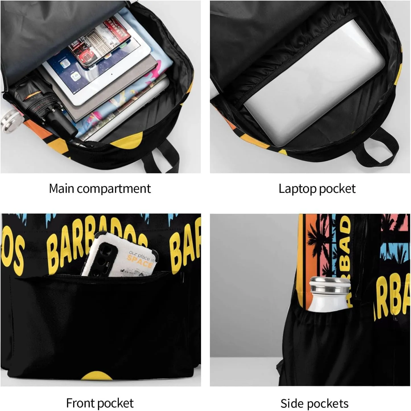 Barbados Waves Sun Holiday Laptop Backpack Work Travel Backpacks Business Rucksack Casual Outdoor Daypack with Adjustable Strap Bags for Sports Office Gym Hiking