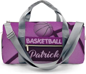 Basketball Print Purple Customized Duffel Bags Weekender Overnight Bag Travel Bag Personalized Gift Daypack