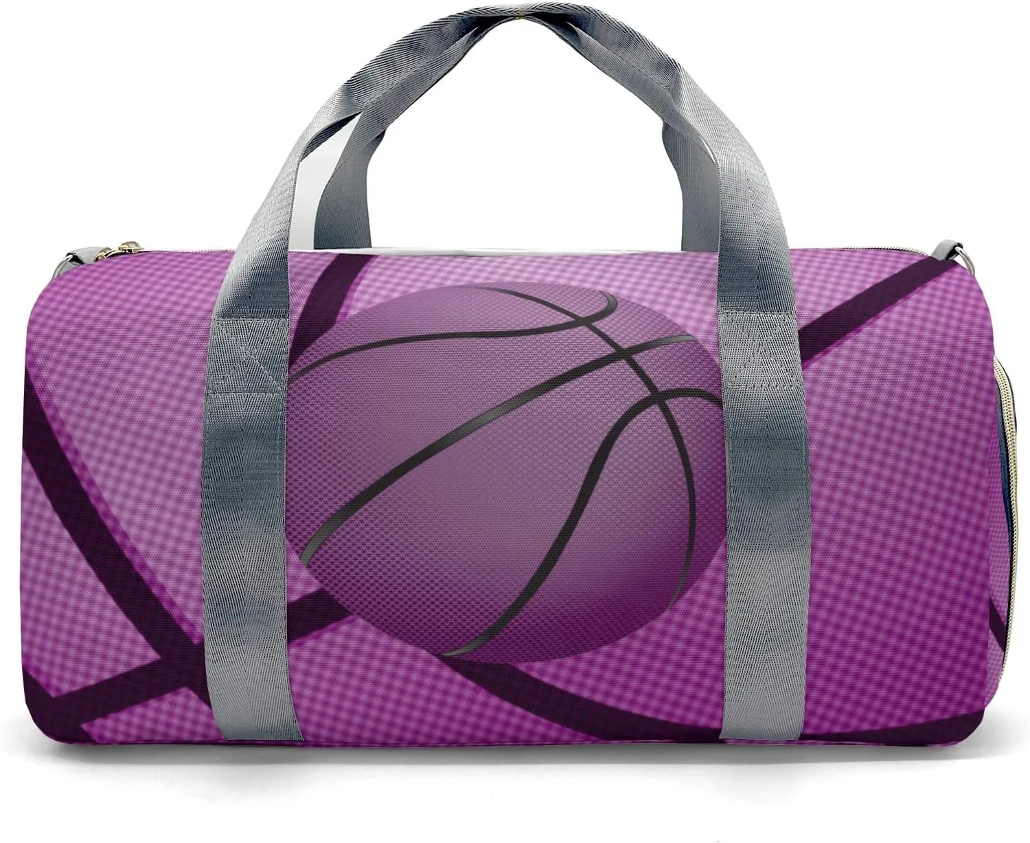 Basketball Print Purple Customized Duffel Bags Weekender Overnight Bag Travel Bag Personalized Gift Daypack