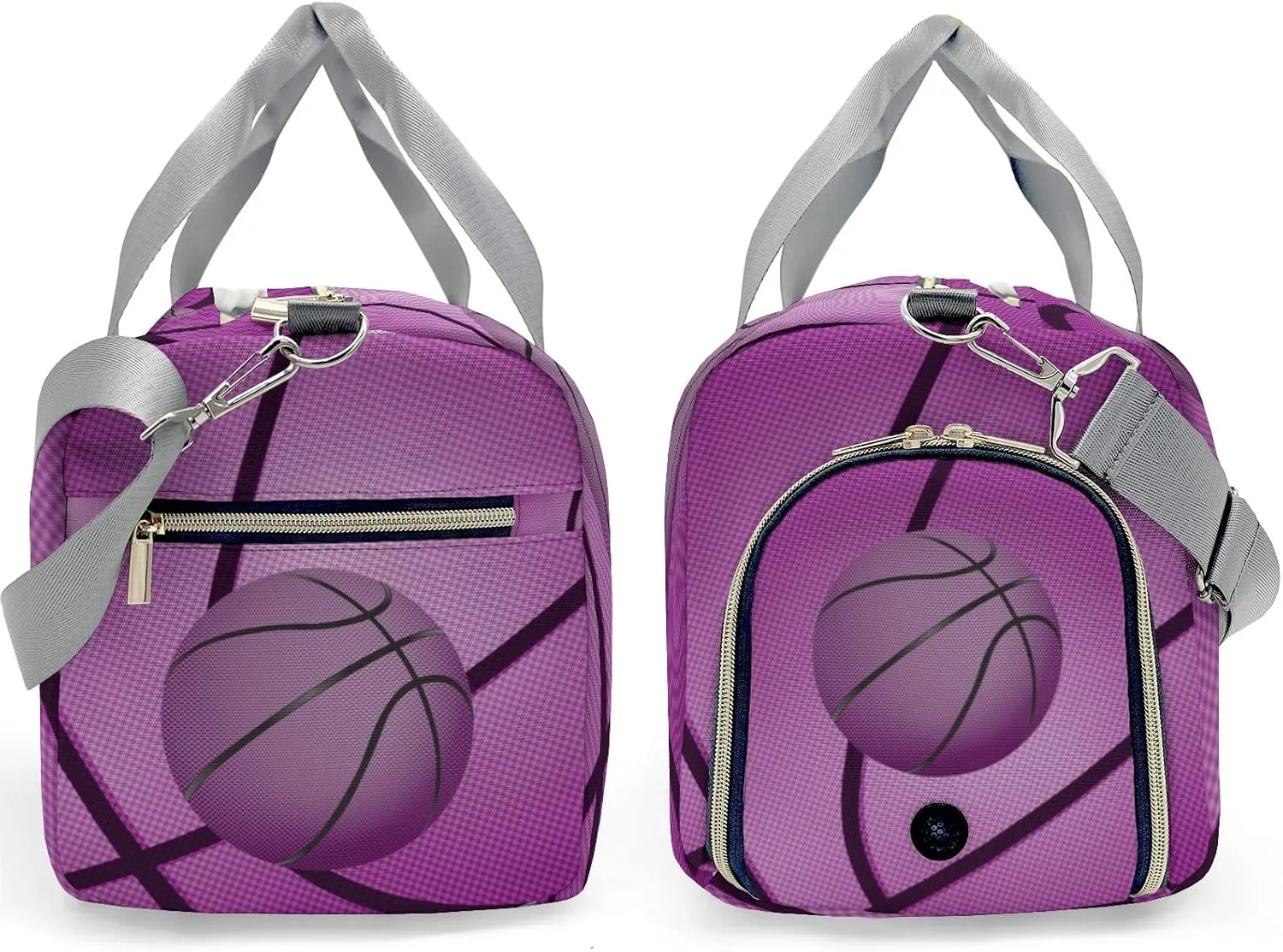 Basketball Print Purple Customized Duffel Bags Weekender Overnight Bag Travel Bag Personalized Gift Daypack