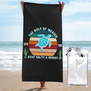 Bath Towels 31.5x63in The Gulf of Mexico Estd 1550 Stay Salty and Resist Sea ​​Turtle Microfiber Lightweight Beach Towel Quick Dry Towel Travel Swim Pool Yoga Gym Camping Outdoor Adventures