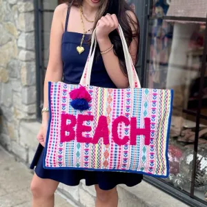 Beach Tasseled Oversized Multicolor Tote Bag