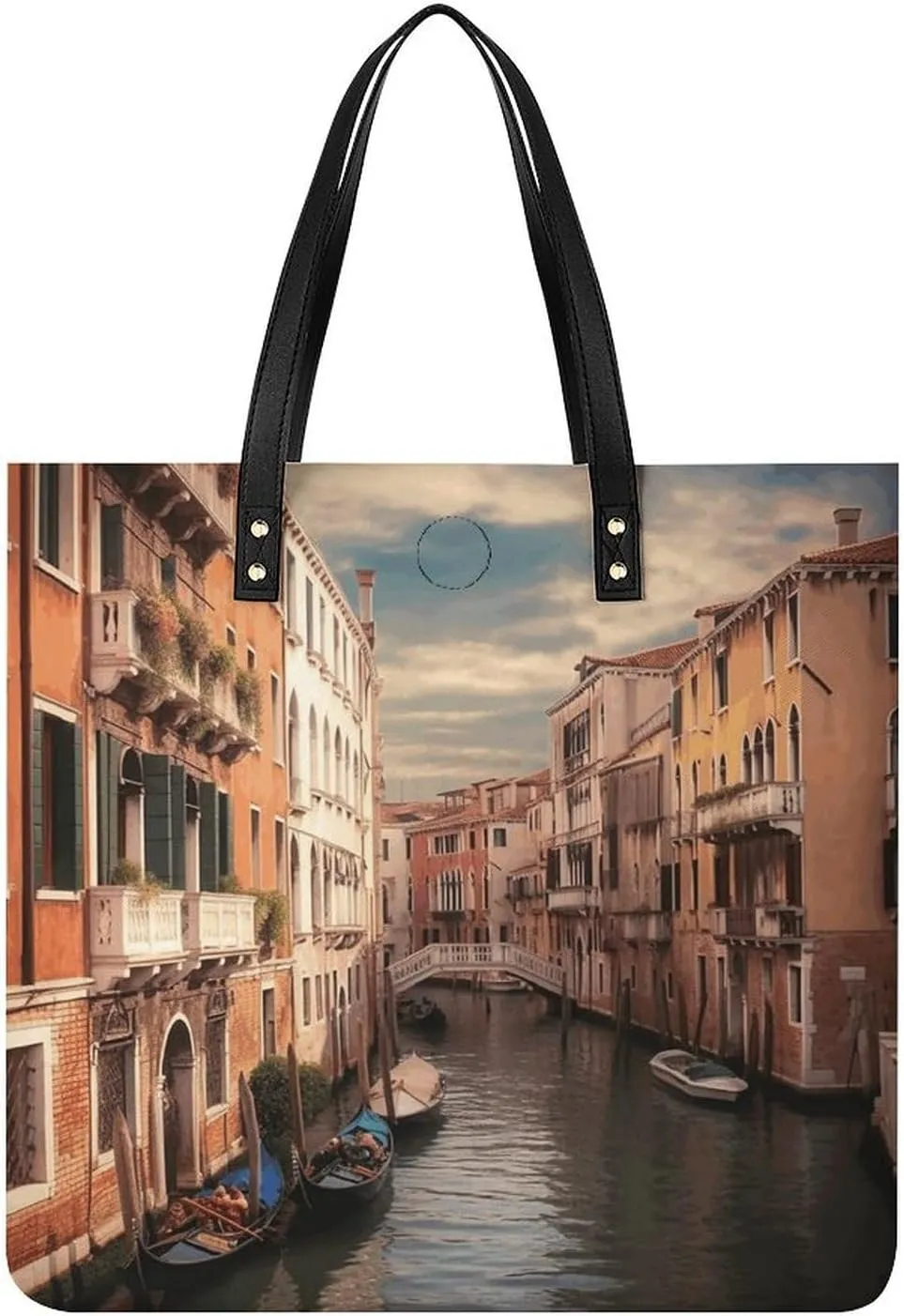 Beautiful Venice Canal View Tote Bag Leather Handbag Shopper Purse Shoulder Bag for Women Office Laptop Bag Gift