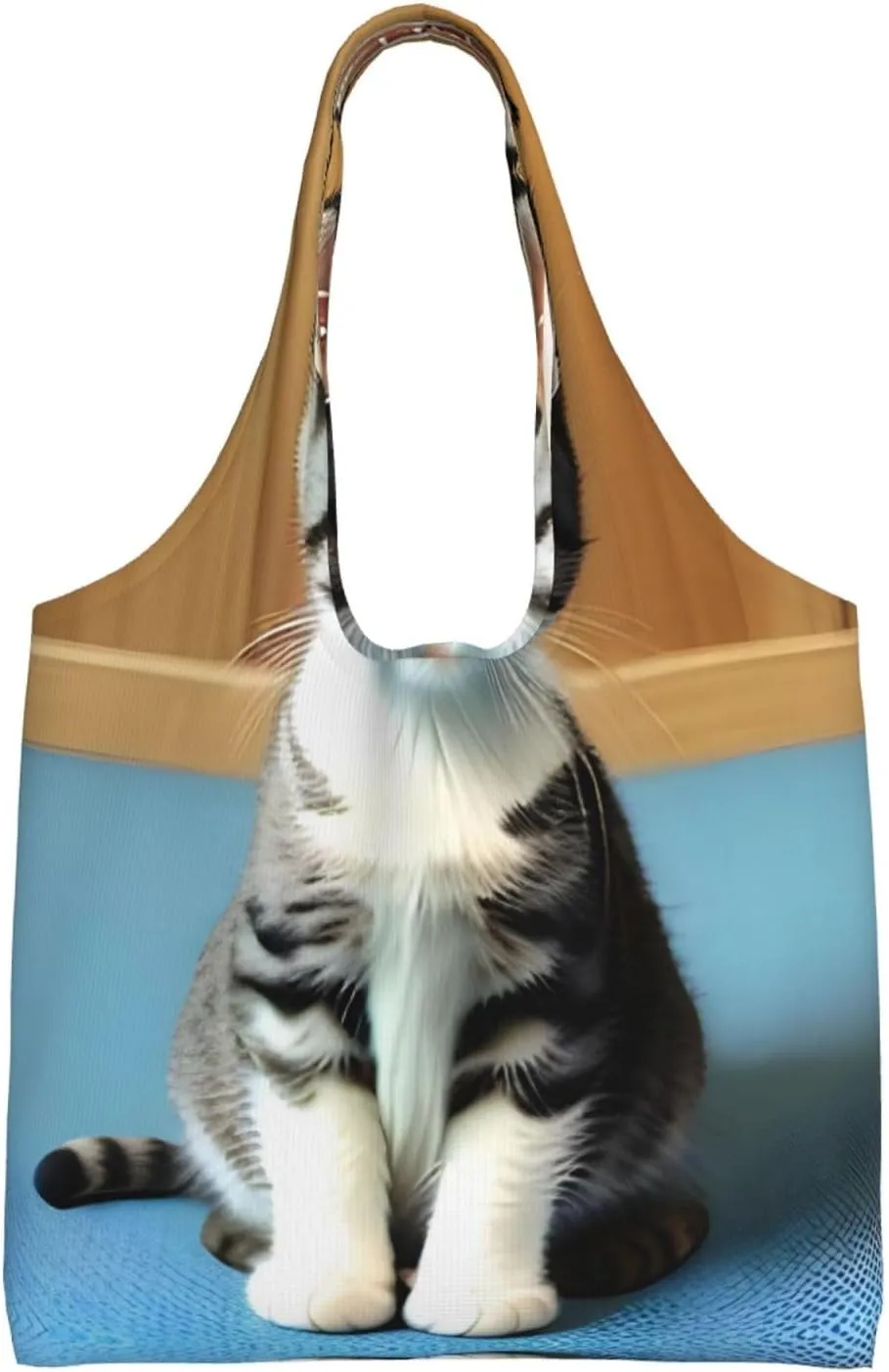 Bedroom kitten large capacity one shoulder reusable shopping cloth bag suitable for vacation, shopping, groceries, gym