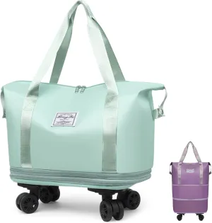 Beente Travel Bag With Wheels, 2025 New Large Capacity Travel Bag, Expandable、Large Capacity Universal Wheel Removable (Green)
