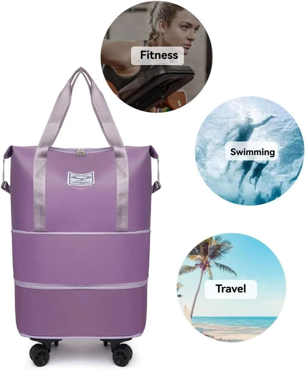 Beente Travel Bag With Wheels, 2025 New Large Capacity Travel Bag, Expandable、Large Capacity Universal Wheel Removable (Green)