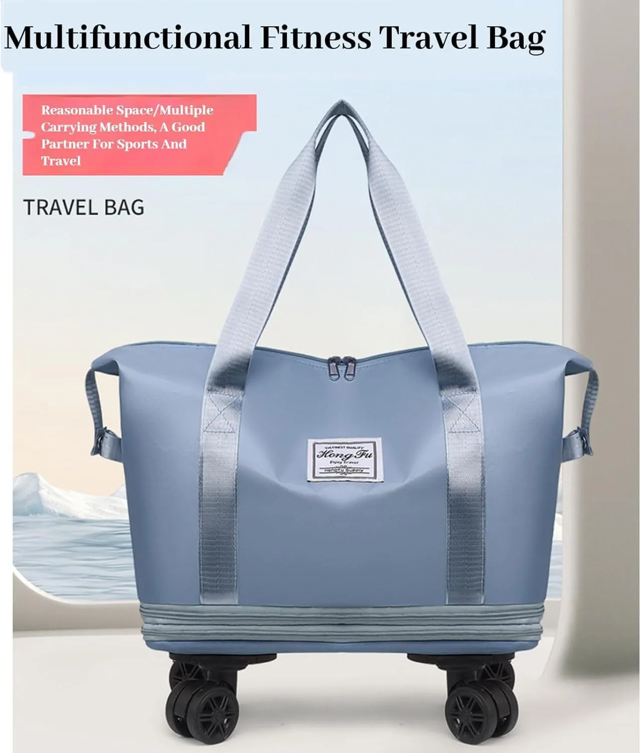 Beente Travel Bag with Wheels, Foldie Travel Bag Expandable, 2025 New Large Capacity Traveling Bags - Universal Wheel Removable, Weekend Carry on Luggage Bags (Light Purple)