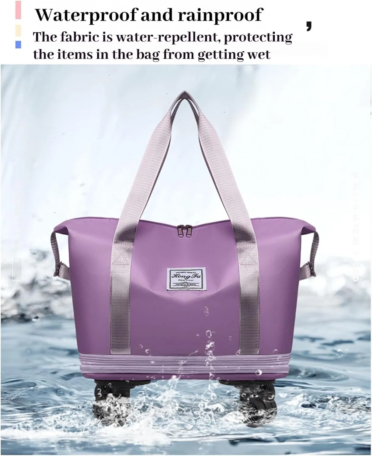 Beente Travel Bag with Wheels, Foldie Travel Bag Expandable, 2025 New Large Capacity Traveling Bags - Universal Wheel Removable, Weekend Carry on Luggage Bags (Light Purple)