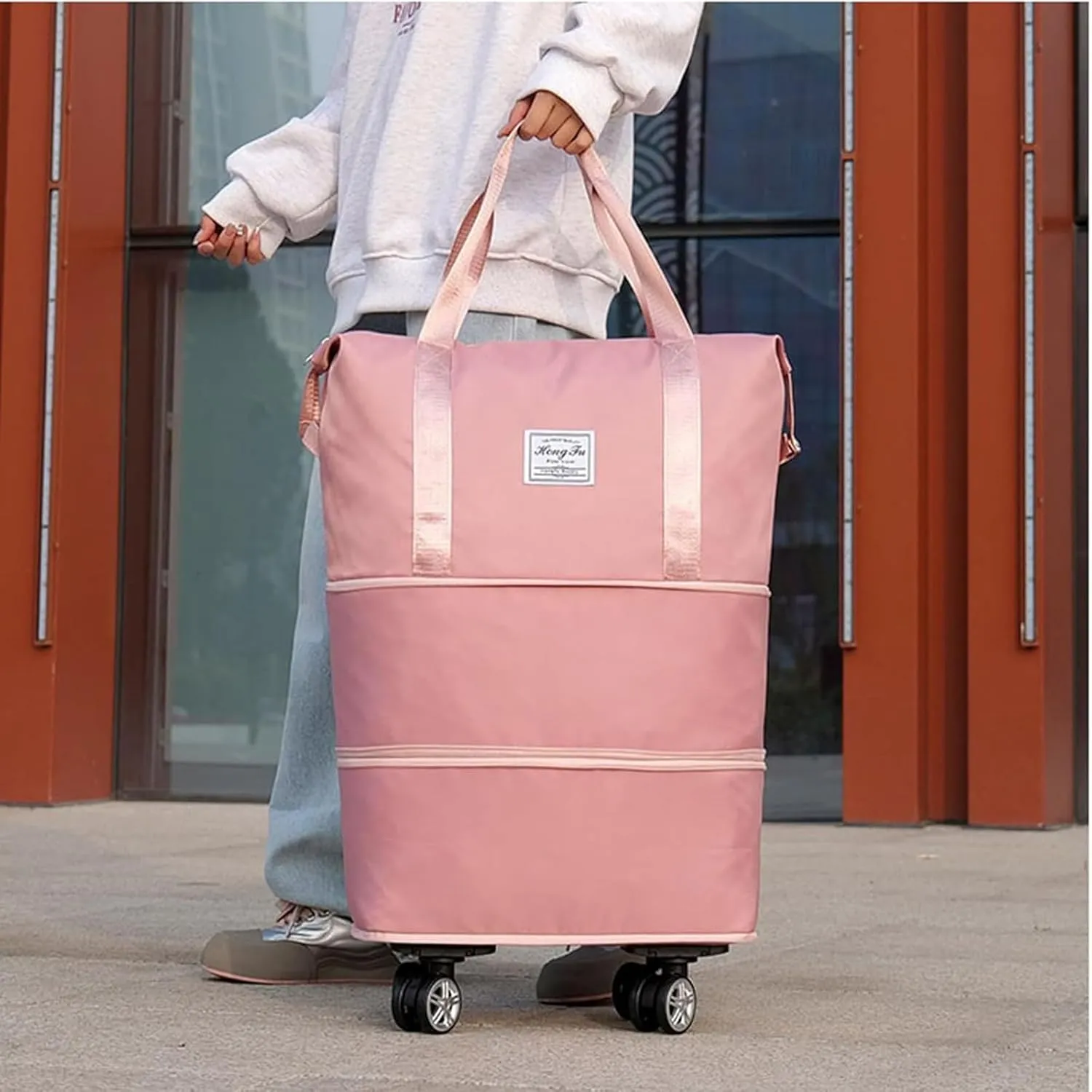 Beente Travel Bag with Wheels, Pepepo Kulken Expandable Trave Suitcase, 2025 New Large Capacity Travel Bag - Universal Wheel Removable, Large Capacity Duffle with Wheels (Black)