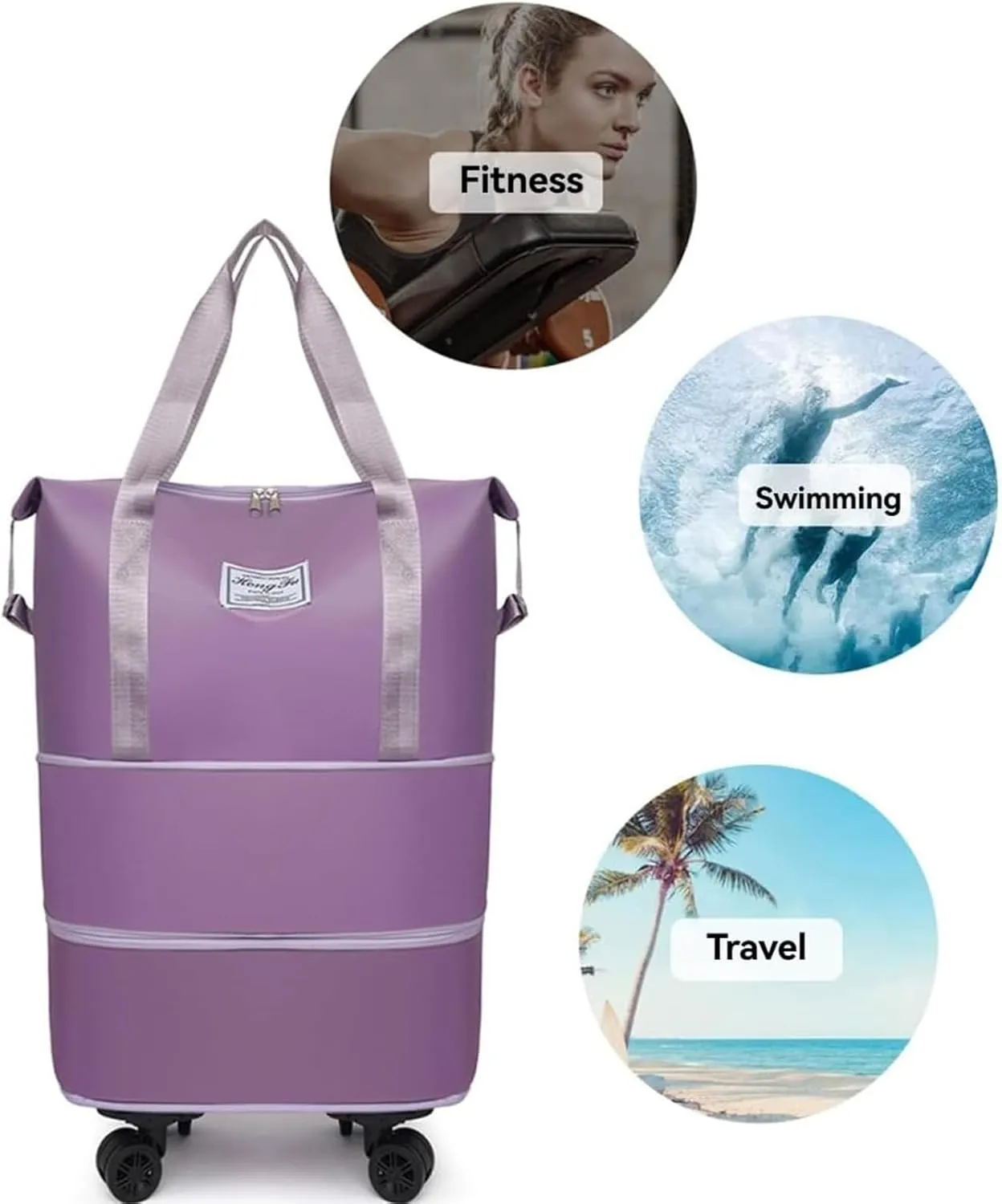 Beente Travel Bag with Wheels, Pepepo Kulken Expandable Trave Suitcase, 2025 New Large Capacity Travel Bag - Universal Wheel Removable, Large Capacity Duffle with Wheels (Black)